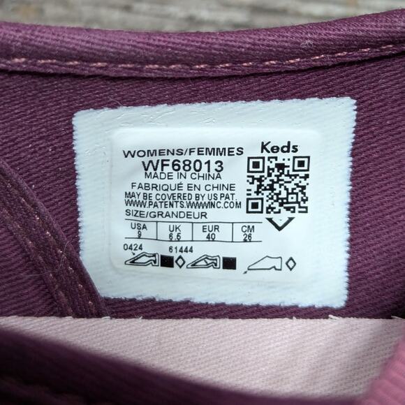 Keds Women's Burgundy Canvas Pointed Toe Ribbon Ballet Comfort Sneaker Size 9 - Picture 5 of 7